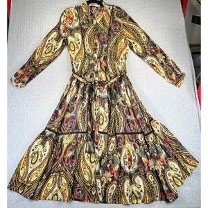 Zara‎ Paisley BoHo Dress Women M new without tags Long Sleeve sheer whimsical